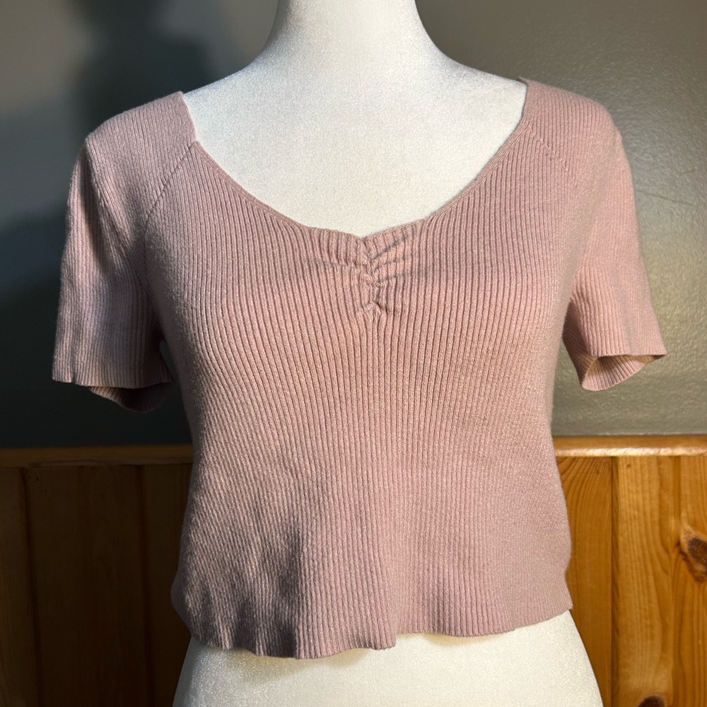 LA Hearts Mauve Ribbed Crop Top